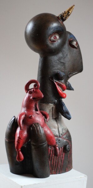 Sculpture titled "Diabełek czorny" by Alex Johanson, Original Artwork, Clay