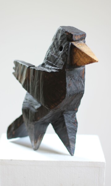 Skulptur mit dem Titel "Z cyklu Ptaszki bes…" von Alex Johanson, Original-Kunstwerk, Holz