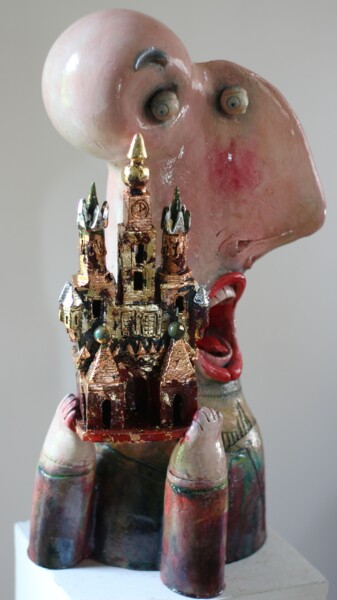 Rzeźba zatytułowany „Łysy szopkarz z And…” autorstwa Alex Johanson, Oryginalna praca, Ceramika