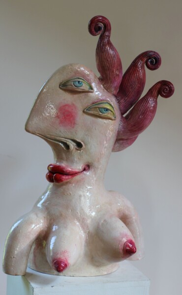 Sculpture intitulée "Za oknami gołe baby…" par Alex Johanson, Œuvre d'art originale, Céramique