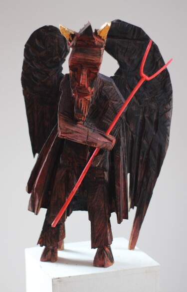 Rzeźba zatytułowany „Z cyklu Diabły Besk…” autorstwa Alex Johanson, Oryginalna praca, Drewno