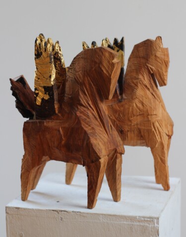 Sculptuur getiteld "Z CYKLU KONIKI BESK…" door Alex Johanson, Origineel Kunstwerk, Hout