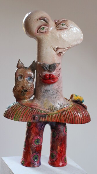 Rzeźba zatytułowany „Łysa ona, łysy on...” autorstwa Alex Johanson, Oryginalna praca, Glina