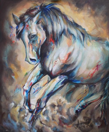 Painting titled "'Free and wild hors…" by Aleksandra Kuzmanovic Montresor, Original Artwork, Acrylic