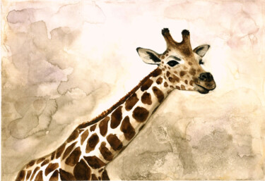 Malerei mit dem Titel "Giraffe" von Aleksandra Marjanovic, Original-Kunstwerk, Aquarell