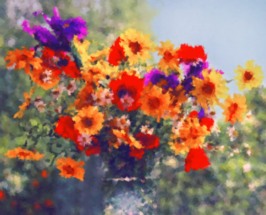Digital Arts titled "Colorful Bouquet" by Alex Mir, Original Artwork, Digital Painting