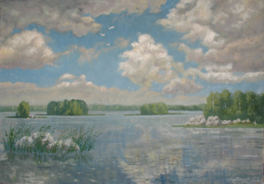 Картина под названием "Озеро Вуокса" - Alexander Bezrodnykh, Подлинное произведение искусства, Масло