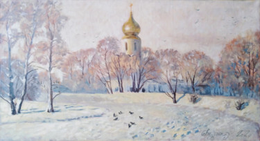 Painting titled "Зимний парк.Царское…" by Alexander Bezrodnykh, Original Artwork, Oil