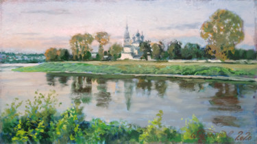 Malerei mit dem Titel "Река Вологда" von Alexander Bezrodnykh, Original-Kunstwerk, Öl