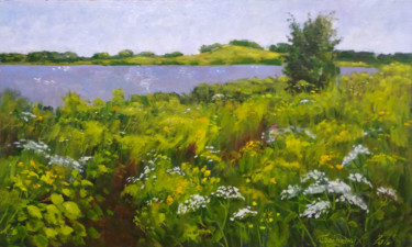Картина под названием "Тропинка.Озеро" - Alexander Bezrodnykh, Подлинное произведение искусства, Масло