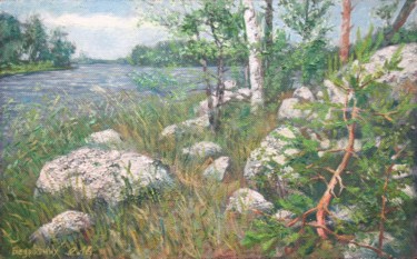 Картина под названием "Сосенка на Острове" - Alexander Bezrodnykh, Подлинное произведение искусства, Масло