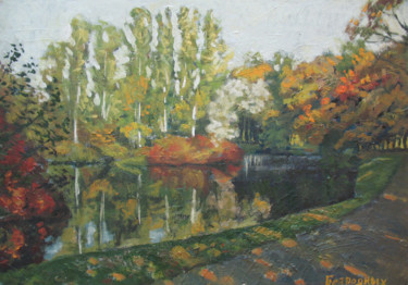 Painting titled "парк" by Alexander Bezrodnykh, Original Artwork, Oil