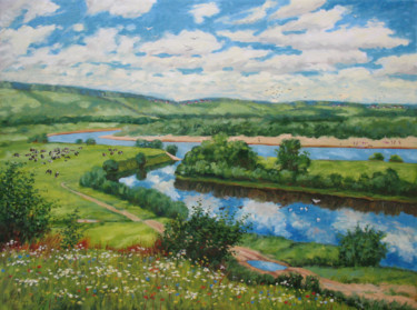 Pintura titulada "Долина реки Юг" por Alexander Bezrodnykh, Obra de arte original, Oleo