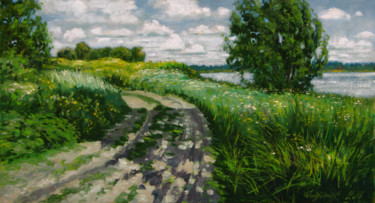 Картина под названием "дорога.озеро" - Alexander Bezrodnykh, Подлинное произведение искусства, Масло