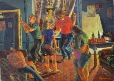 Malerei mit dem Titel "вечеринка" von Alexander Bezrodnykh, Original-Kunstwerk, Öl