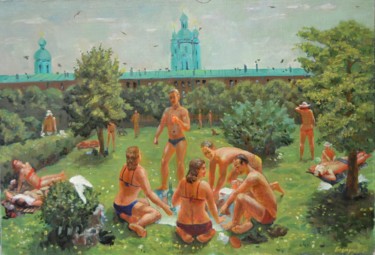 Peinture intitulée "пикник" par Alexander Bezrodnykh, Œuvre d'art originale, Huile