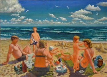 Peinture intitulée "на  море" par Alexander Bezrodnykh, Œuvre d'art originale, Huile