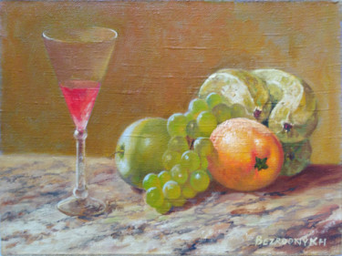 Картина под названием "виноград и бананы" - Alexander Bezrodnykh, Подлинное произведение искусства, Масло