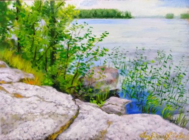 Peinture intitulée "Каменный остров" par Alexander Bezrodnykh, Œuvre d'art originale, Huile