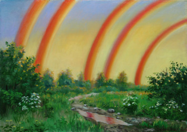 Картина под названием "пять радуг.сон(five…" - Alexander Bezrodnykh, Подлинное произведение искусства, Масло