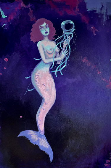 Malerei mit dem Titel "adele - sirene" von Alex Saman, Original-Kunstwerk, Acryl