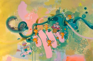 Pintura intitulada "The Ice cream Stori…" por Alex Saman, Obras de arte originais, Acrílico