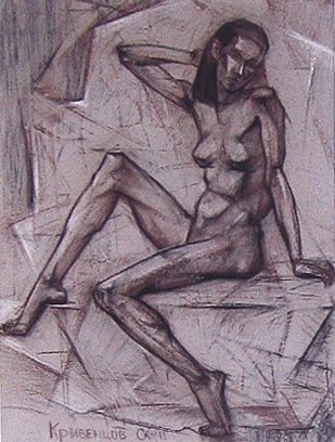 Drawing titled "Model" by Alexey Kriventsov, Original Artwork