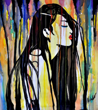 Pintura intitulada "Japanese Girl in Pr…" por Alex Solodov, Obras de arte originais, Aquarela