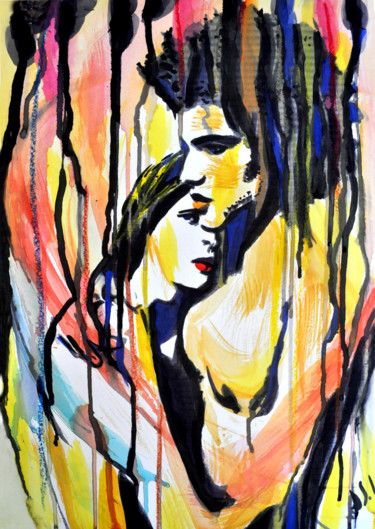 Painting titled "Lovers" by Alex Solodov, Original Artwork, Ink