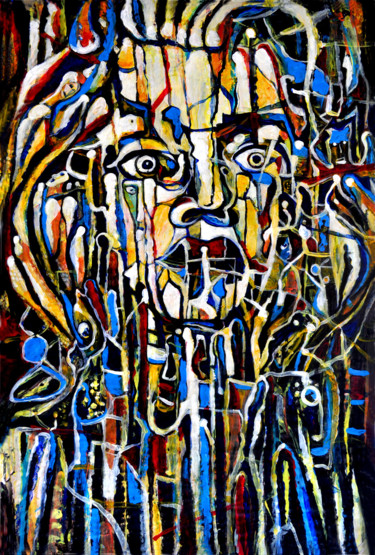 Painting titled "Abstract Portrait B…" by Alex Solodov, Original Artwork, Acrylic