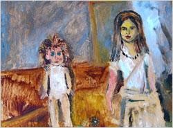 Painting titled ""Girl with a doll"" by Alex Solodov, Original Artwork