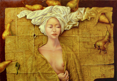 Pittura intitolato "Pear captivity" da Alexander Sulimov, Opera d'arte originale, Olio