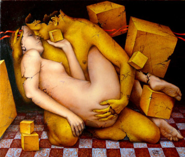 Peinture intitulée "Non geometric love" par Alexander Sulimov, Œuvre d'art originale, Huile
