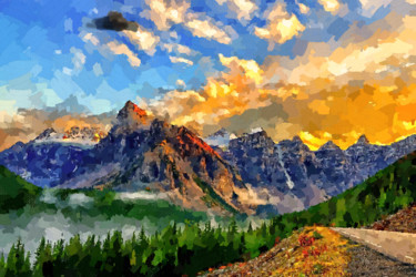 Цифровое искусство под названием "Sunrise in the moun…" - Александр Суворов, Подлинное произведение искусства, Цифровая живо…