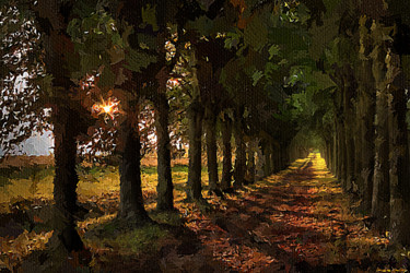 Alley with sun rays Arts numériques intitulée "Alley with sun rays" par Александр Суворов, Œuvre d'art originale, Peinture numérique