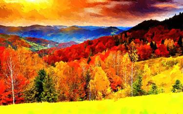 Arts numériques intitulée "Fall. Bright colors" par Aleksandr Suvorov, Œuvre d'art originale, Peinture numérique