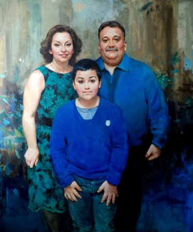 Картина под названием "Семейный портрет ма…" - Alex Tochin, Подлинное произведение искусства, Масло