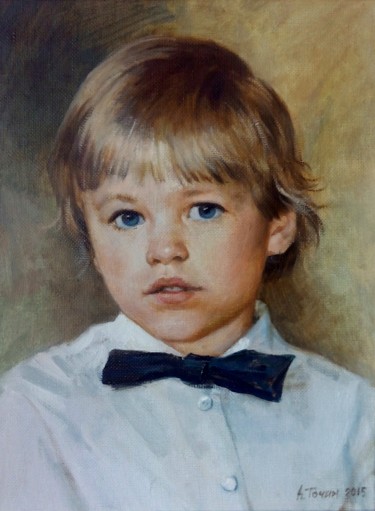 Painting titled "Детский портрет" by Alex Tochin, Original Artwork, Oil