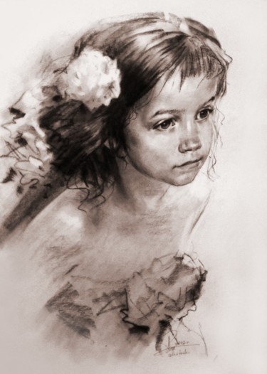 「Портрет Наденьки」というタイトルの描画 Alex Tochinによって, オリジナルのアートワーク, パステル
