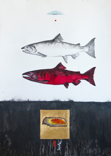 Peinture intitulée "Fish. Gifts of Heav…" par Alexander Ustinoff, Œuvre d'art originale, Aquarelle