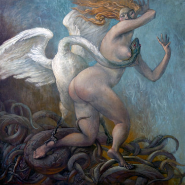 Painting titled "Platonic Serpent de…" by Alexander Ustinoff, Original Artwork, Oil