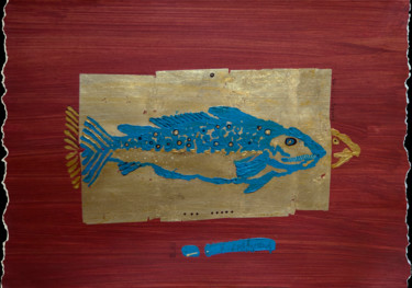 Peinture intitulée "Golden trout" par Alexander Ustinoff, Œuvre d'art originale, Tempera