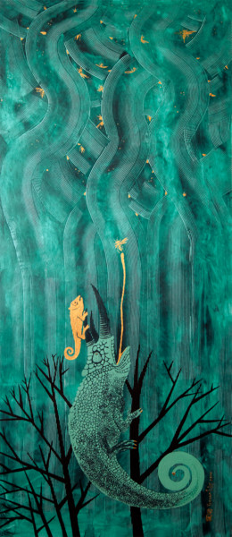 Картина под названием "Chameleon. Series -…" - Alexander Ustinoff, Подлинное произведение искусства, Темпера