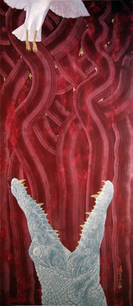 Картина под названием "Crocodile. Series -…" - Alexander Ustinoff, Подлинное произведение искусства, Темпера