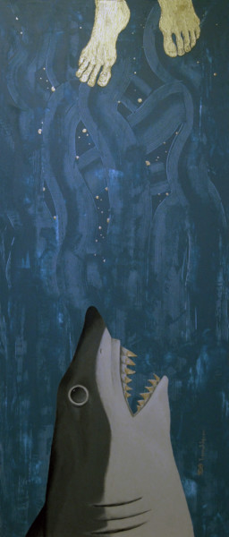 Картина под названием "Shark. Series - Foo…" - Alexander Ustinoff, Подлинное произведение искусства, Темпера