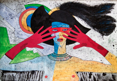 Рисунок под названием "Mask" - Alexander Ustinoff, Подлинное произведение искусства, Темпера