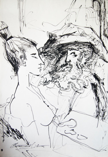Drawing titled "Portrait of Nichola…" by Alexander Ustinoff, Original Artwork, Ink