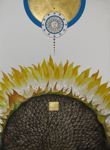 Zeichnungen mit dem Titel "Sunflower" von Alexander Ustinoff, Original-Kunstwerk, Aquarell