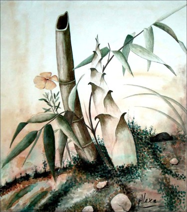 Painting titled "Bamboo" by Alexxia, Original Artwork