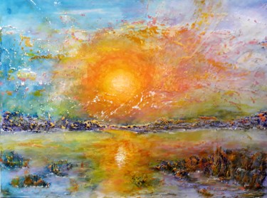 Painting titled "Horizons (Горизонты)" by Alla Kosteleckaya, Original Artwork, Acrylic Mounted on Wood Stretcher frame